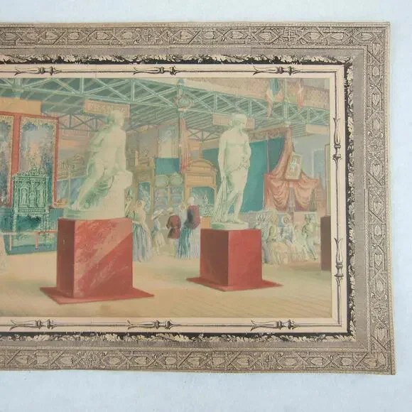 Antique George Baxter Print Great Exhibition 1851 Interior French Department